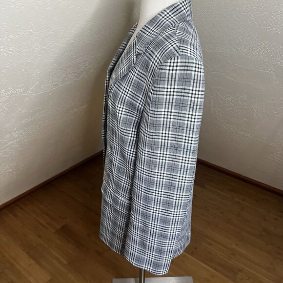 ASOS Design Blazer Womens 6 Black White Glen Plaid Check Long Sleeve Corpcore - Picture 10 of 12